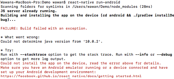 run android emulator react native mac